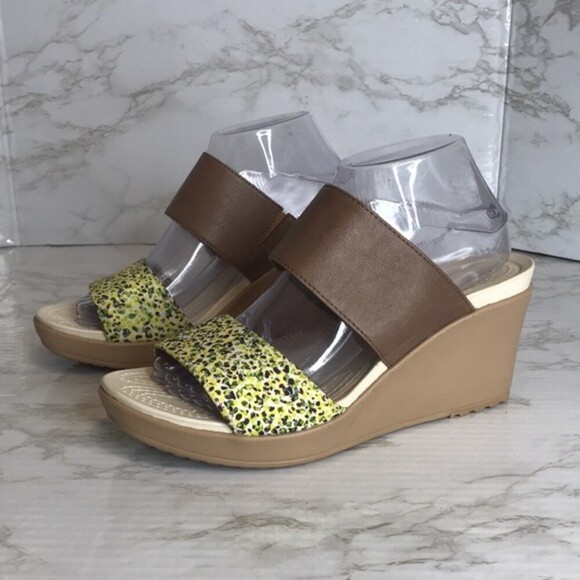 Crocs Leigh II 2-Strap Graphic Open Toe Wedge Heel Sandals size 10 - Picture 2 of 10